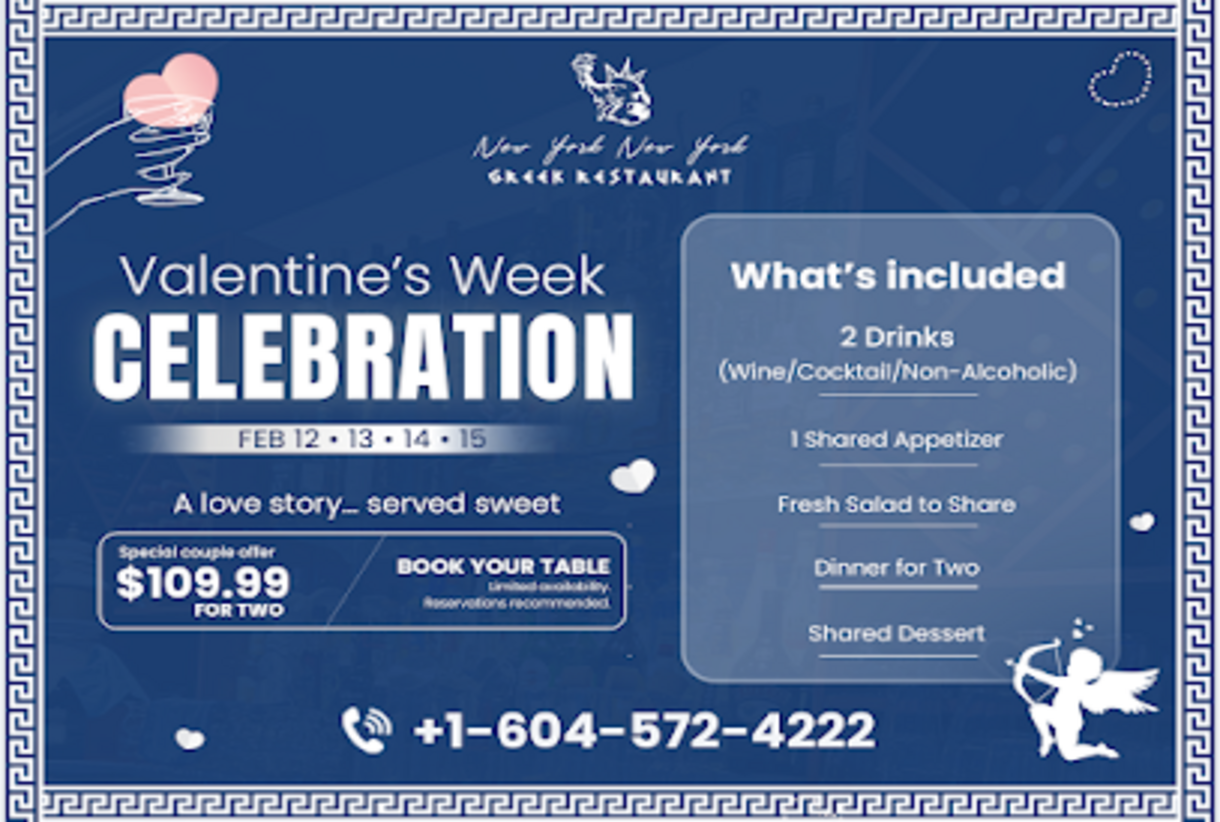 Valentine’s Special Couple Offer At New York New York Greek Restaurant💘